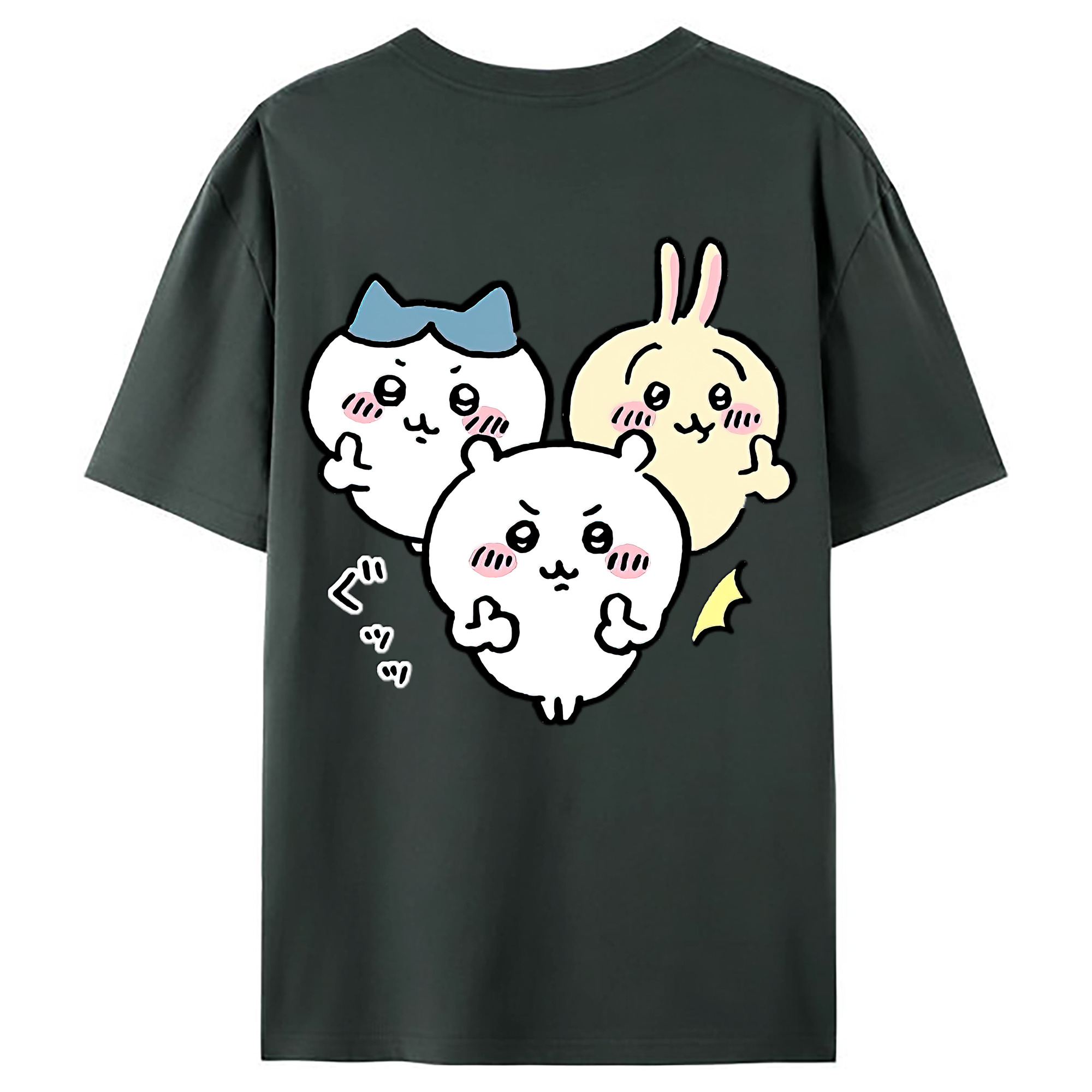 （画像用） ちいかわ うさぎ Chii-kawa usagi 綿100％ メンズ半袖Tシャツ（バックプリント） 通気性